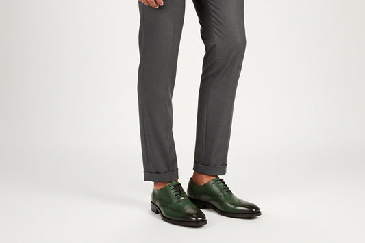 BPTTLE GREEN BROUGE MENS STACK SOLE LACE UP SHOE 