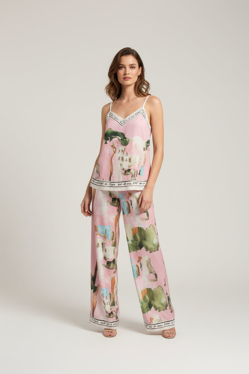 PARISIAN PRINT ON SILKY FABRIC