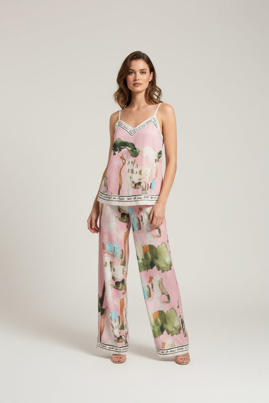 PARISIAN PRINT ON SILKY FABRIC
