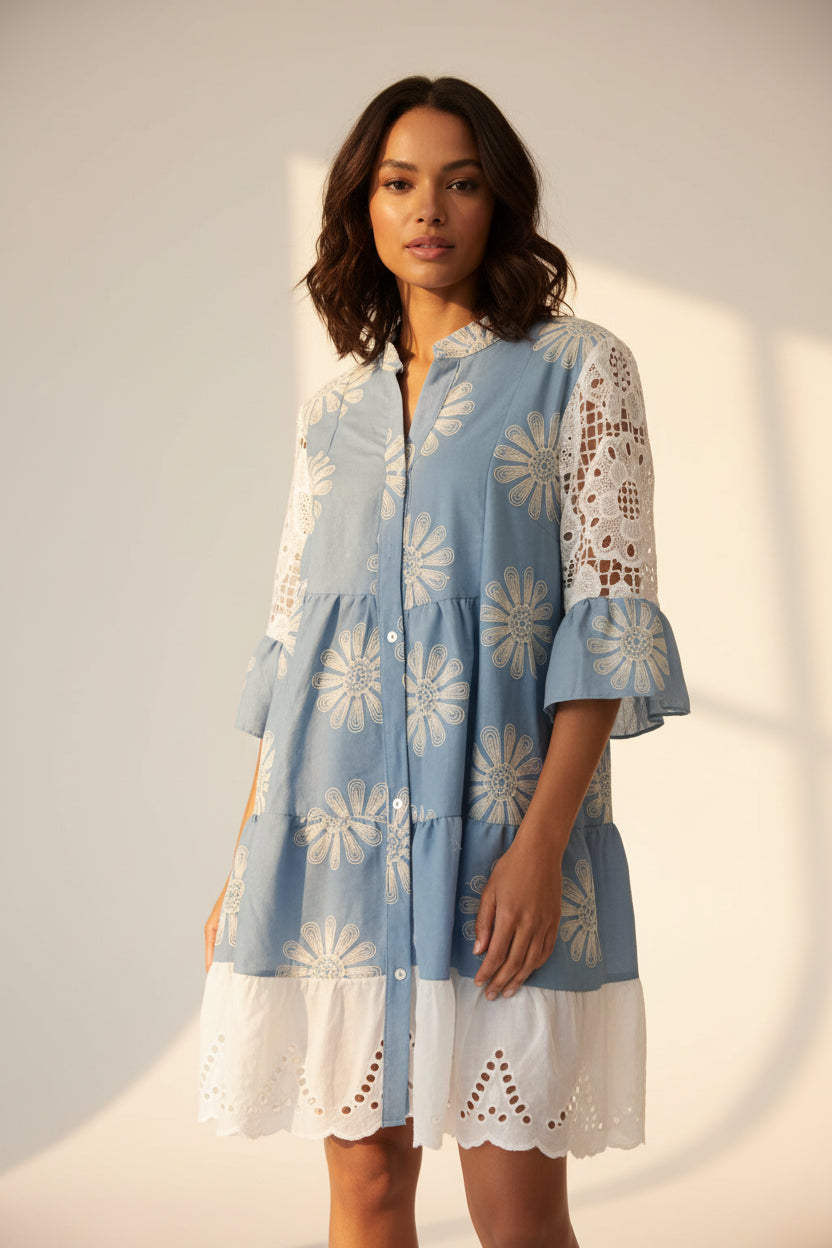 denim dress  mini cotton dress 