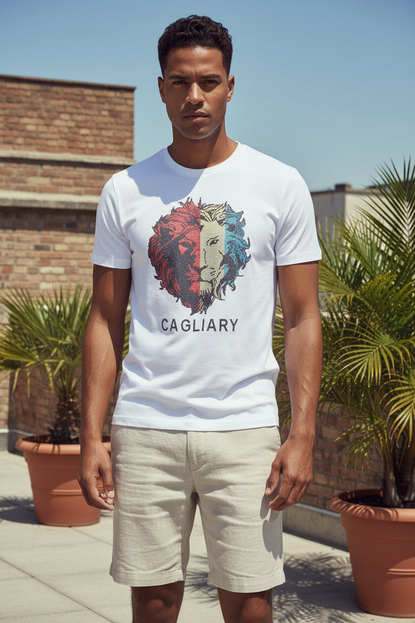 cotton 200 thread white t shirt with colour