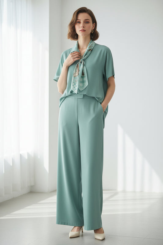  LENA ,GREEN  CO ORD TROUSES AND SHIRT 
