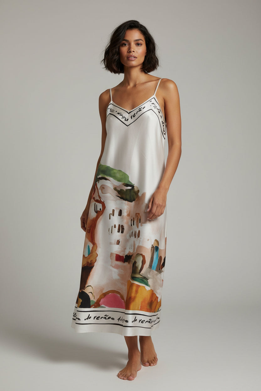 virbrant print with spegetti straps silky virbe