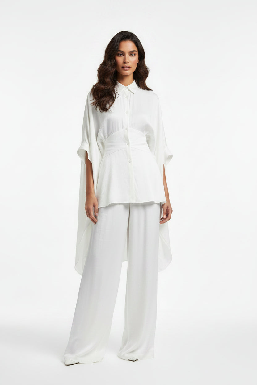 wite co ord top and wide leg trouses 