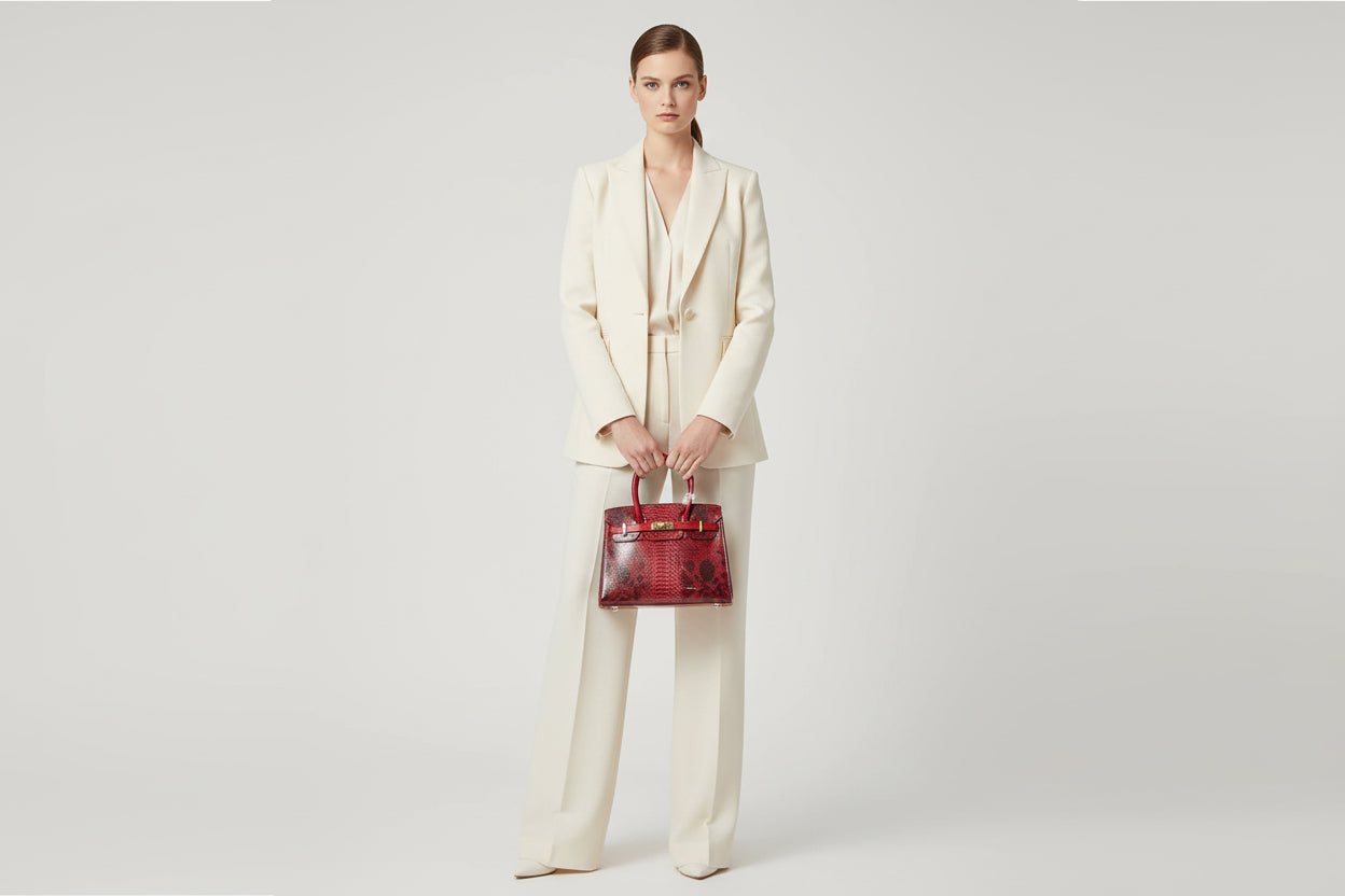 red anima lprint  short handel  comes with a long strap 