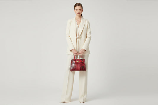 red anima lprint  short handel  comes with a long strap 